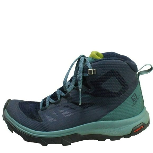Salomon Shoes - Salomon Outline Mid GTX Blue Mesh Lace Up Ankle Hiking Boots Size 6.5